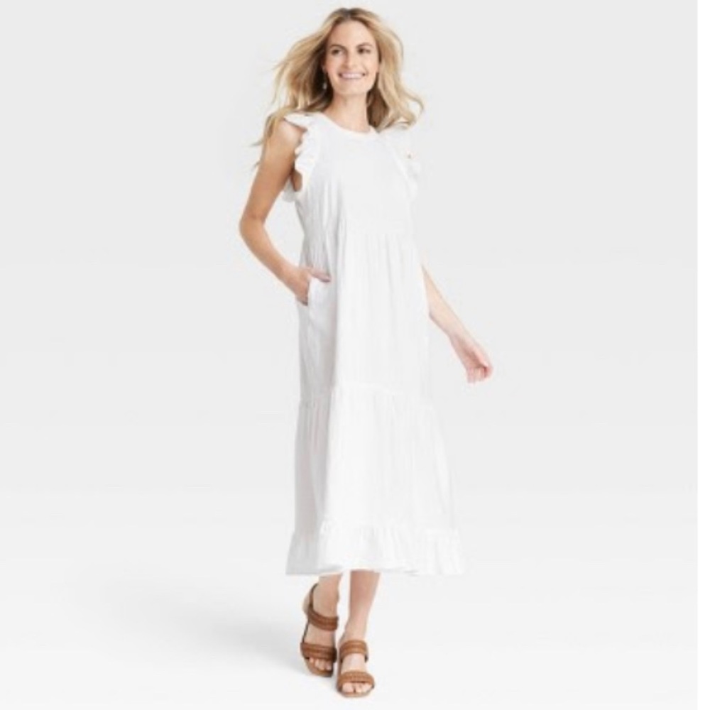 Women's Gauze Flutter Short Sleeve Dress - Universal Thread™ White M